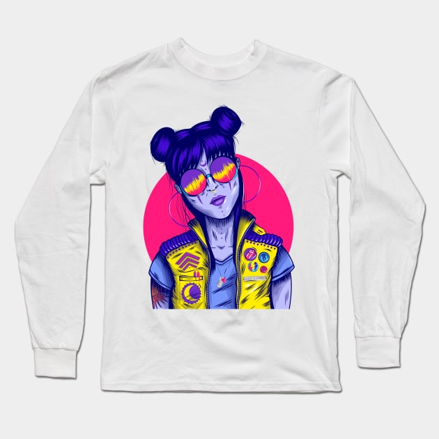 Rocker Girl Long Sleeve T-Shirt by Priscila Floriano